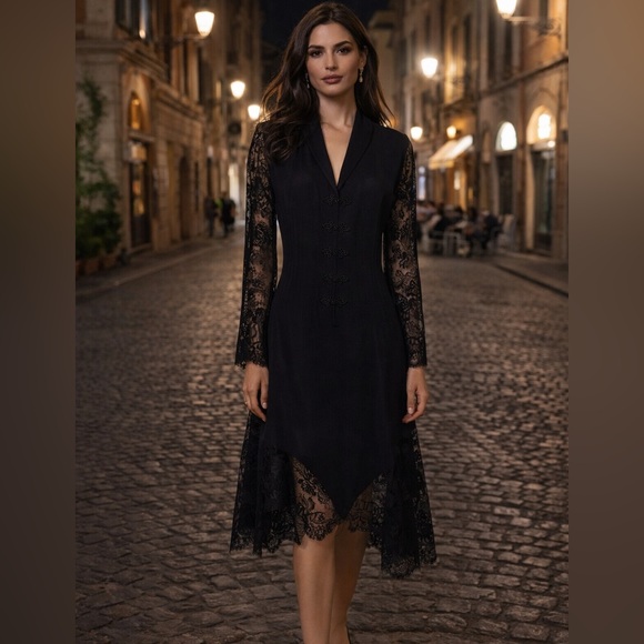 Valentino Dresses & Skirts - Valentino Night 100% Silk Lace Dress 6 Cocktail Date Night LBD